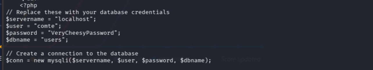 Database credentials exposed in login.php source